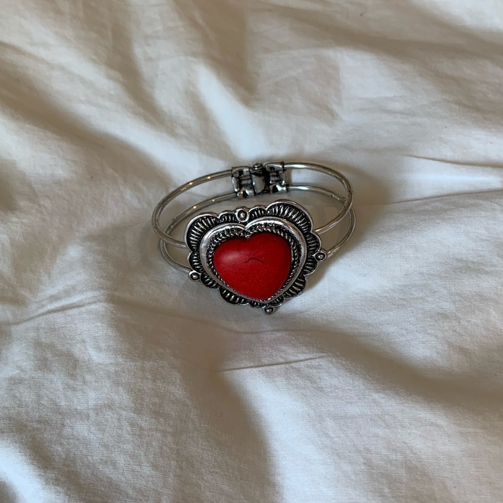 Red Heart Stirling Silver Bracelet